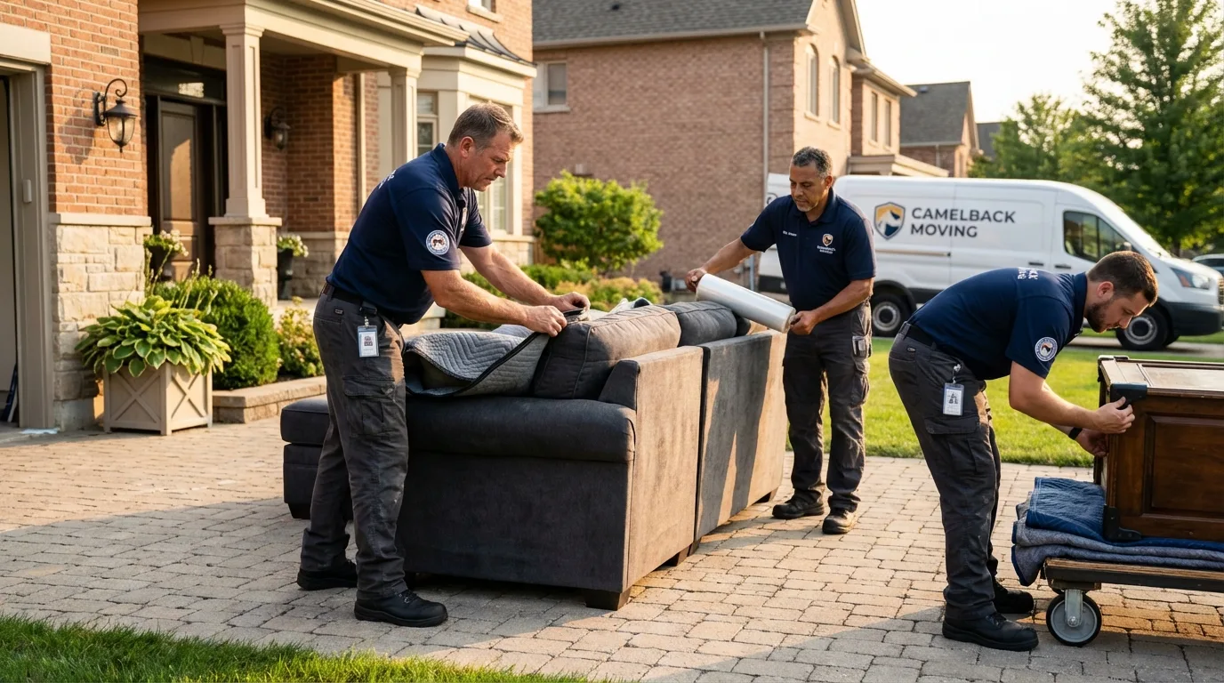 Large estate moving crew wrapping furniture in Taylor, MI